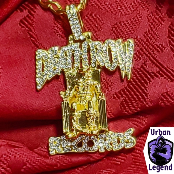 *NEW!* 14K Iced Death Row Records Pendant & Chain - Picture 5 of 16